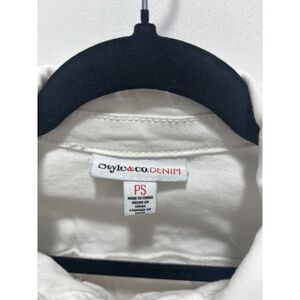 Style & Co White Denim Jacket | Petite Small | Classic Jean Jacket